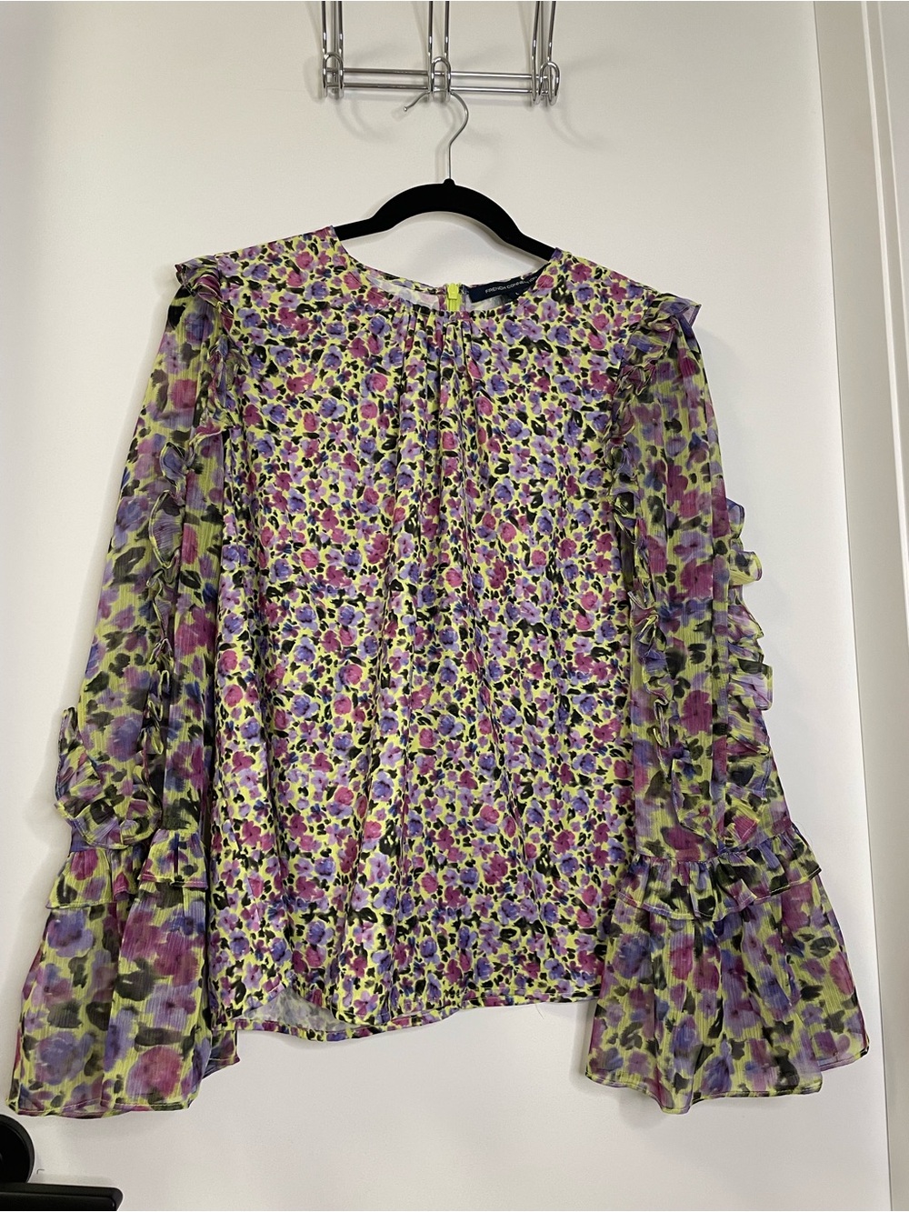 French Connection Floral Ruffle Blouse size L